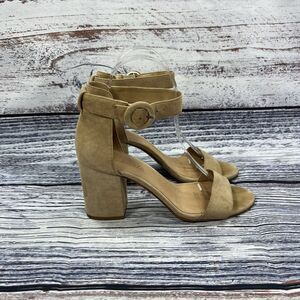 Madewell Regina Ankle Strap Sandals Sand Dune Nude Suede Heels, Women’s Size 7